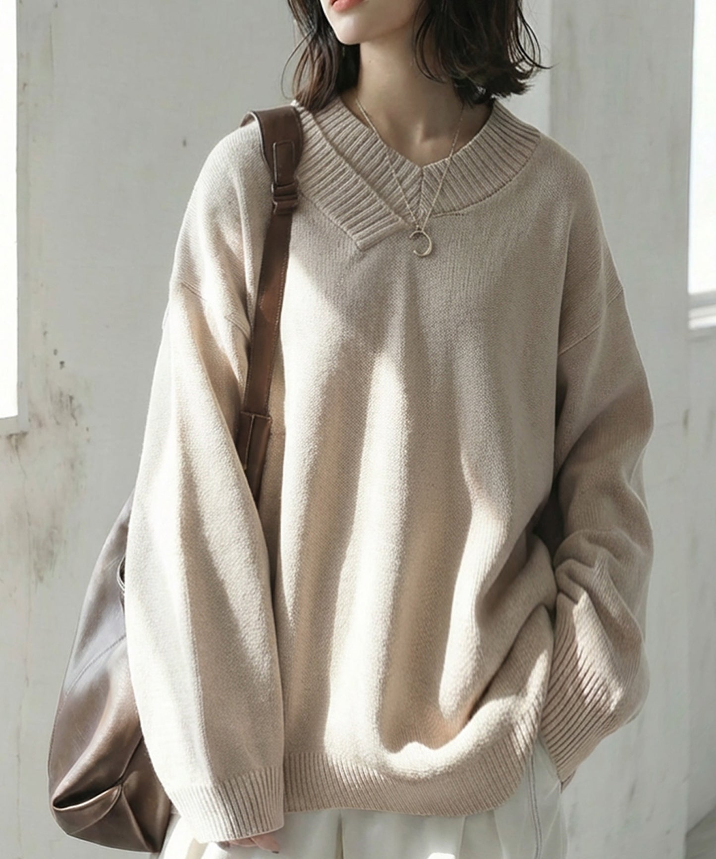 100% Cotton V-Neck Knit Ladies