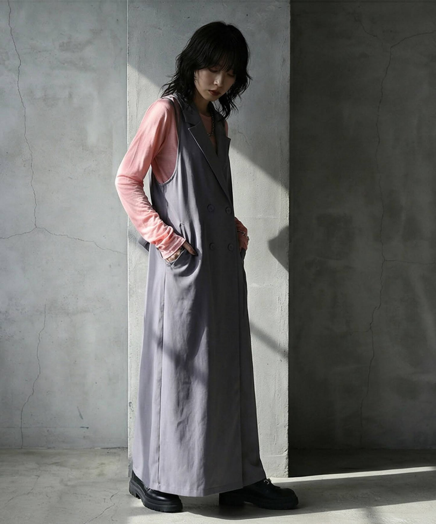 100% Cotton U-Neck Sheer Long-Sleeve T-Shirt Ladies