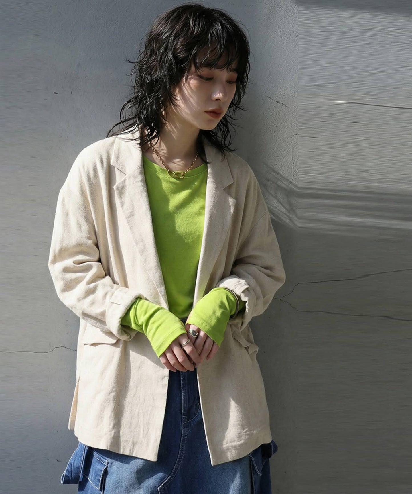 100% Cotton U-Neck Sheer Long-Sleeve T-Shirt Ladies