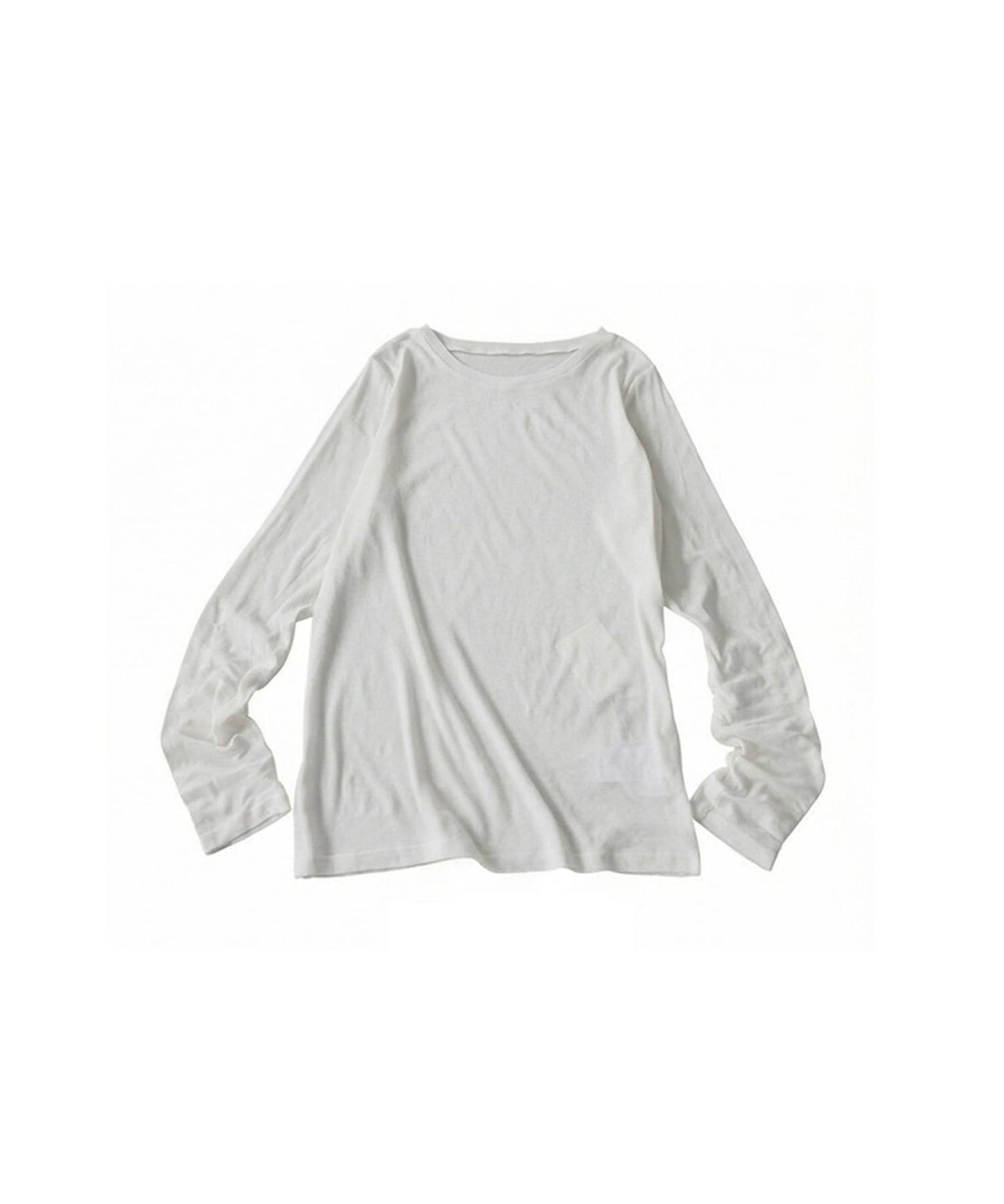 100% Cotton U-Neck Sheer Long-Sleeve T-Shirt Ladies