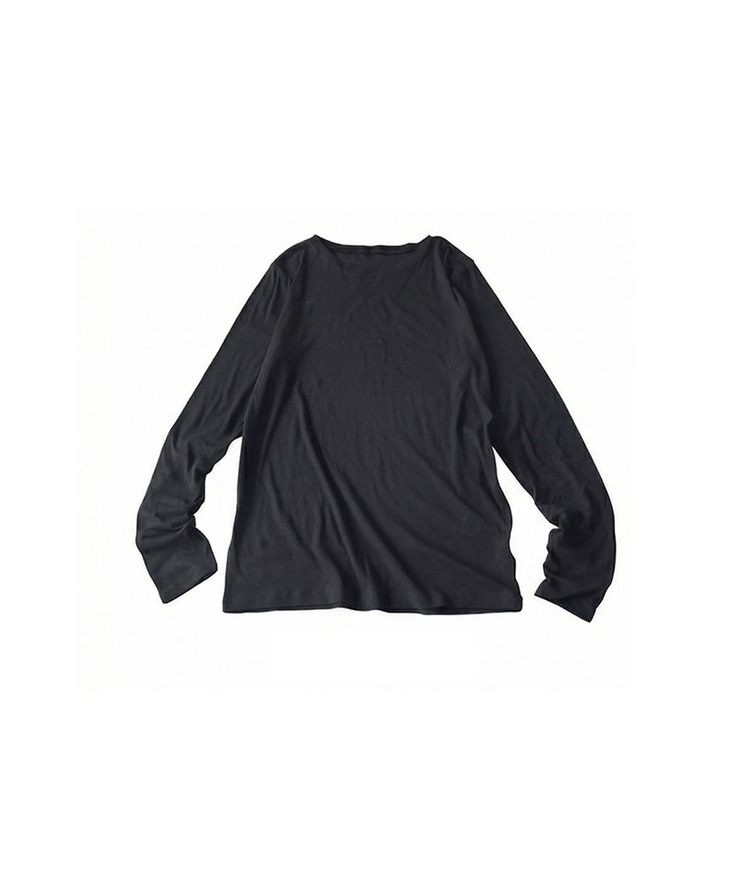 100% Cotton U-Neck Sheer Long-Sleeve T-Shirt Ladies