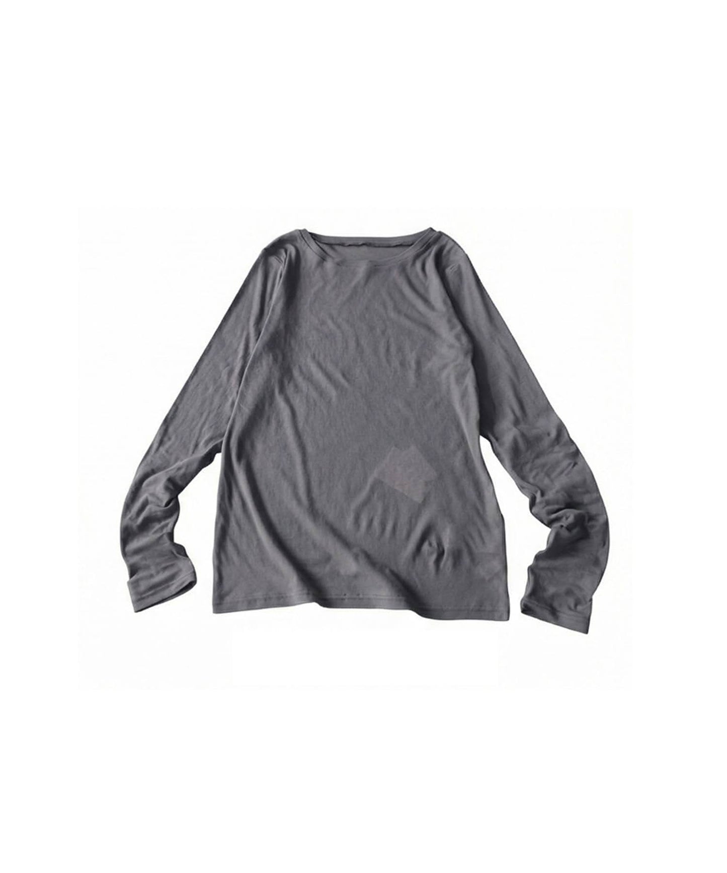 100% Cotton U-Neck Sheer Long-Sleeve T-Shirt Ladies