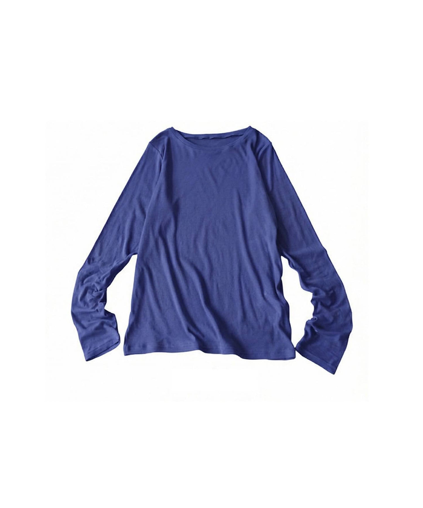 100% Cotton U-Neck Sheer Long-Sleeve T-Shirt Ladies