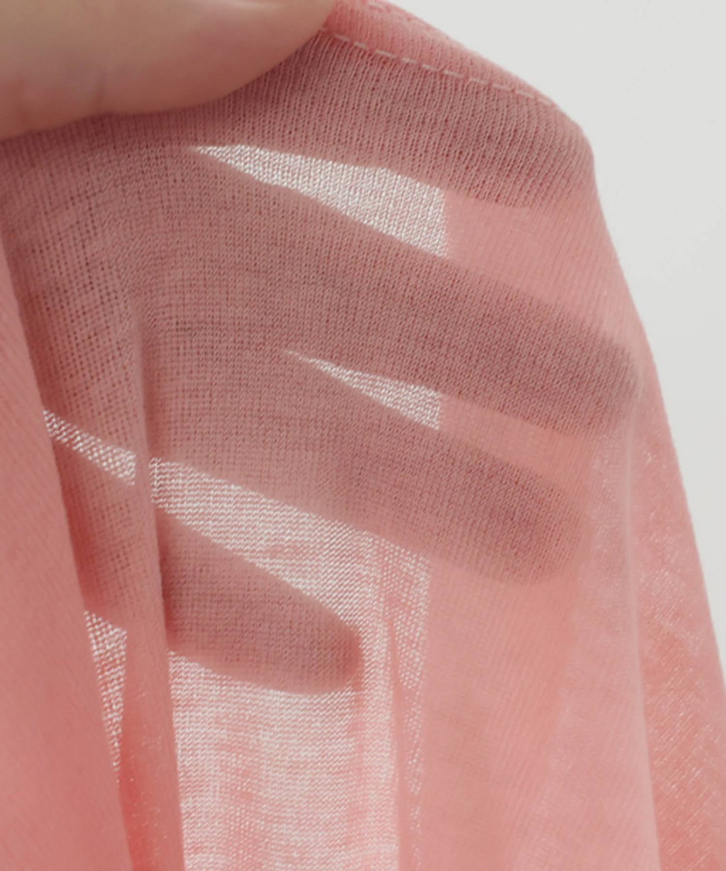 100% Cotton U-Neck Sheer Long-Sleeve T-Shirt Ladies