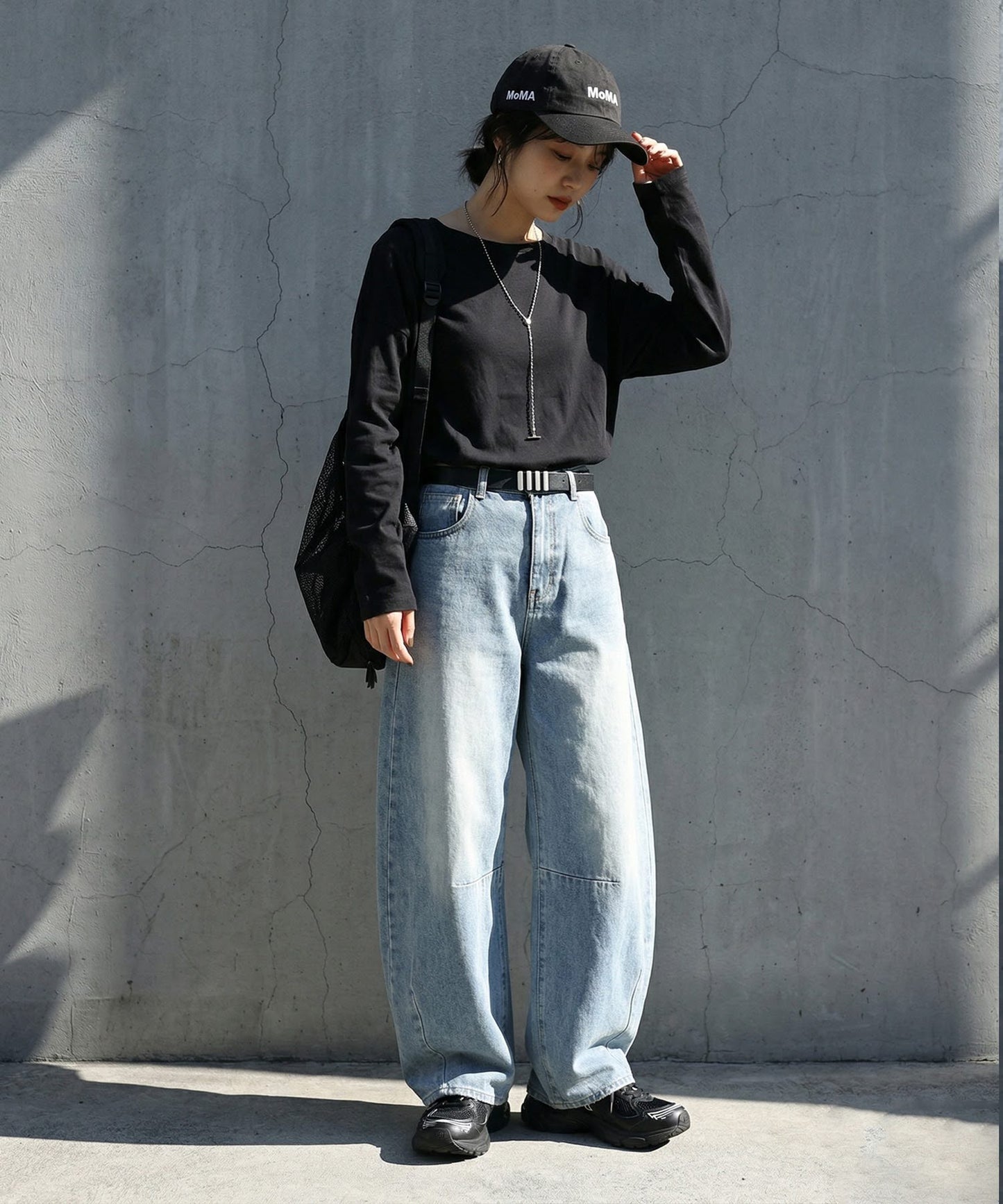 100% Cotton U-Neck Sheer Long-Sleeve T-Shirt Ladies