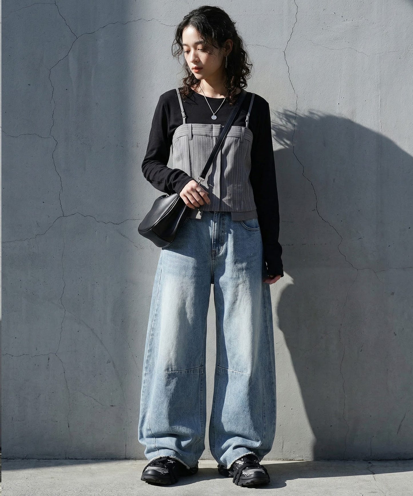 100% Cotton U-Neck Sheer Long-Sleeve T-Shirt Ladies