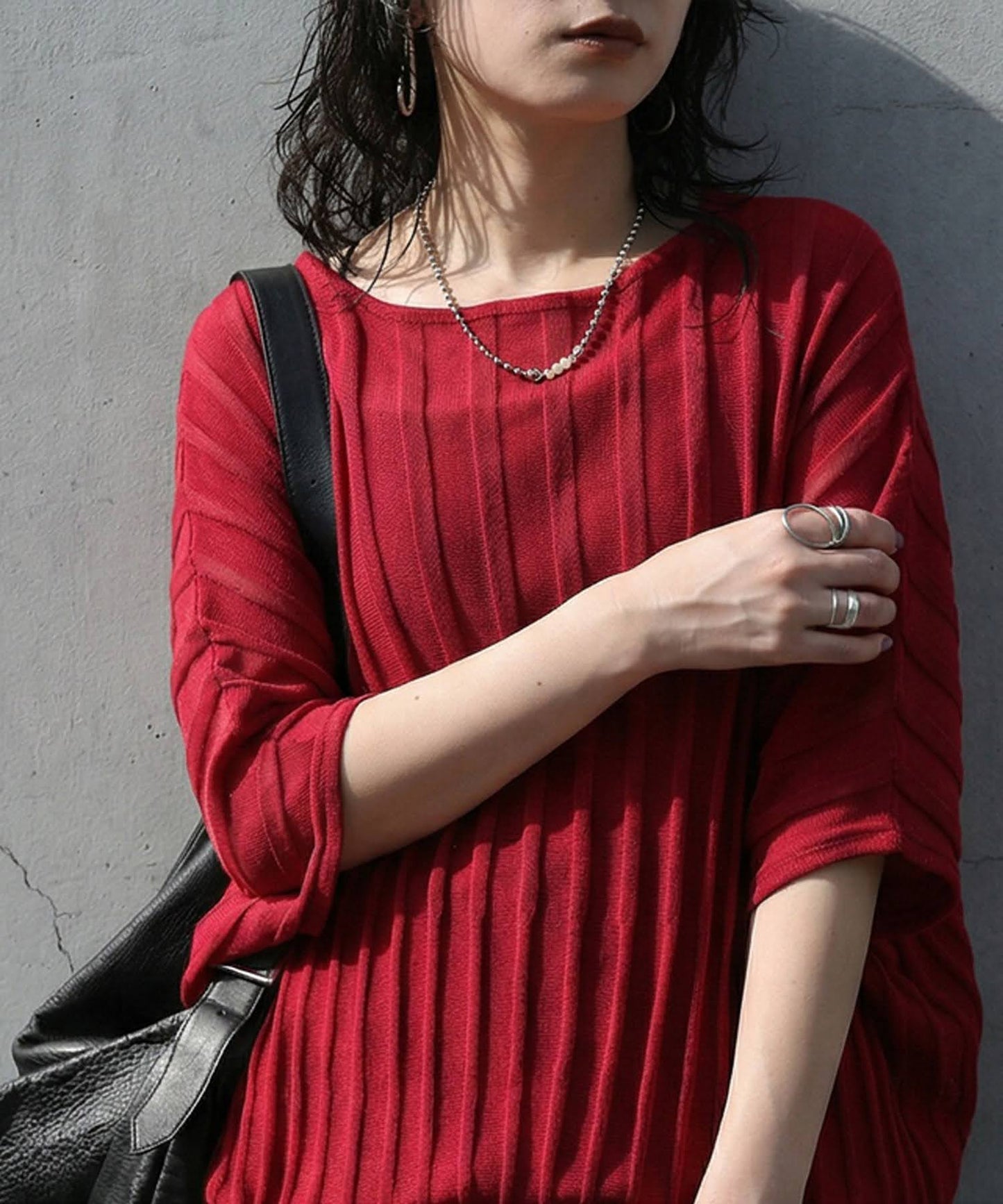Striped Sheer Dolman Knit Ladies