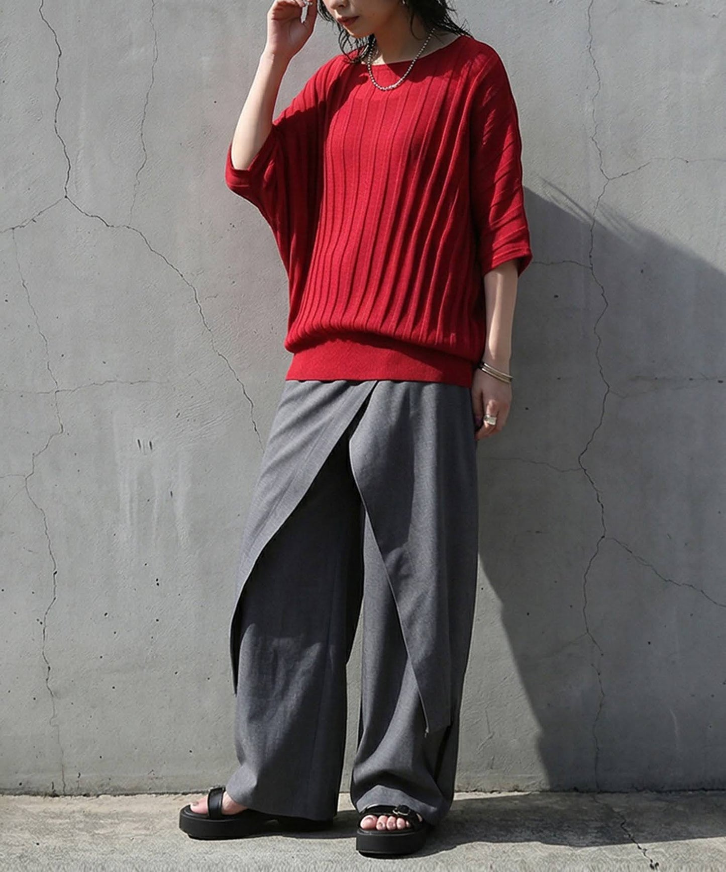 Striped Sheer Dolman Knit Ladies