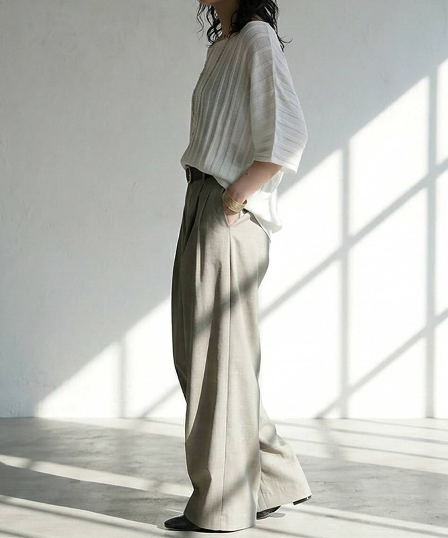 Striped Sheer Dolman Knit Ladies