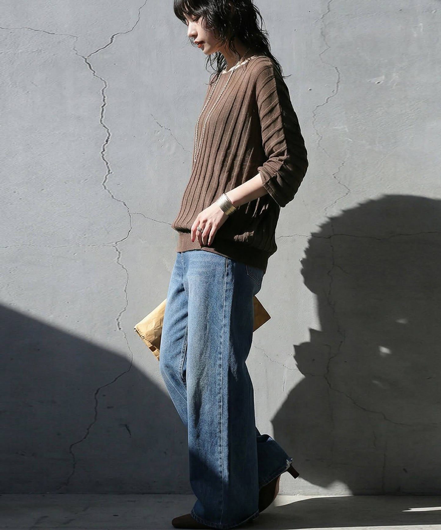 Striped Sheer Dolman Knit Ladies