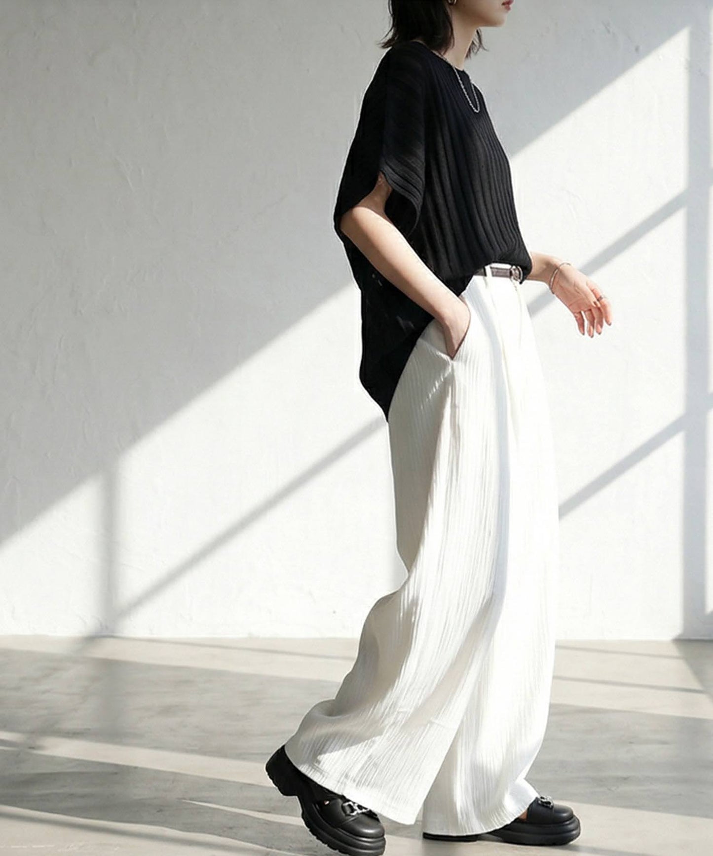 Striped Sheer Dolman Knit Ladies