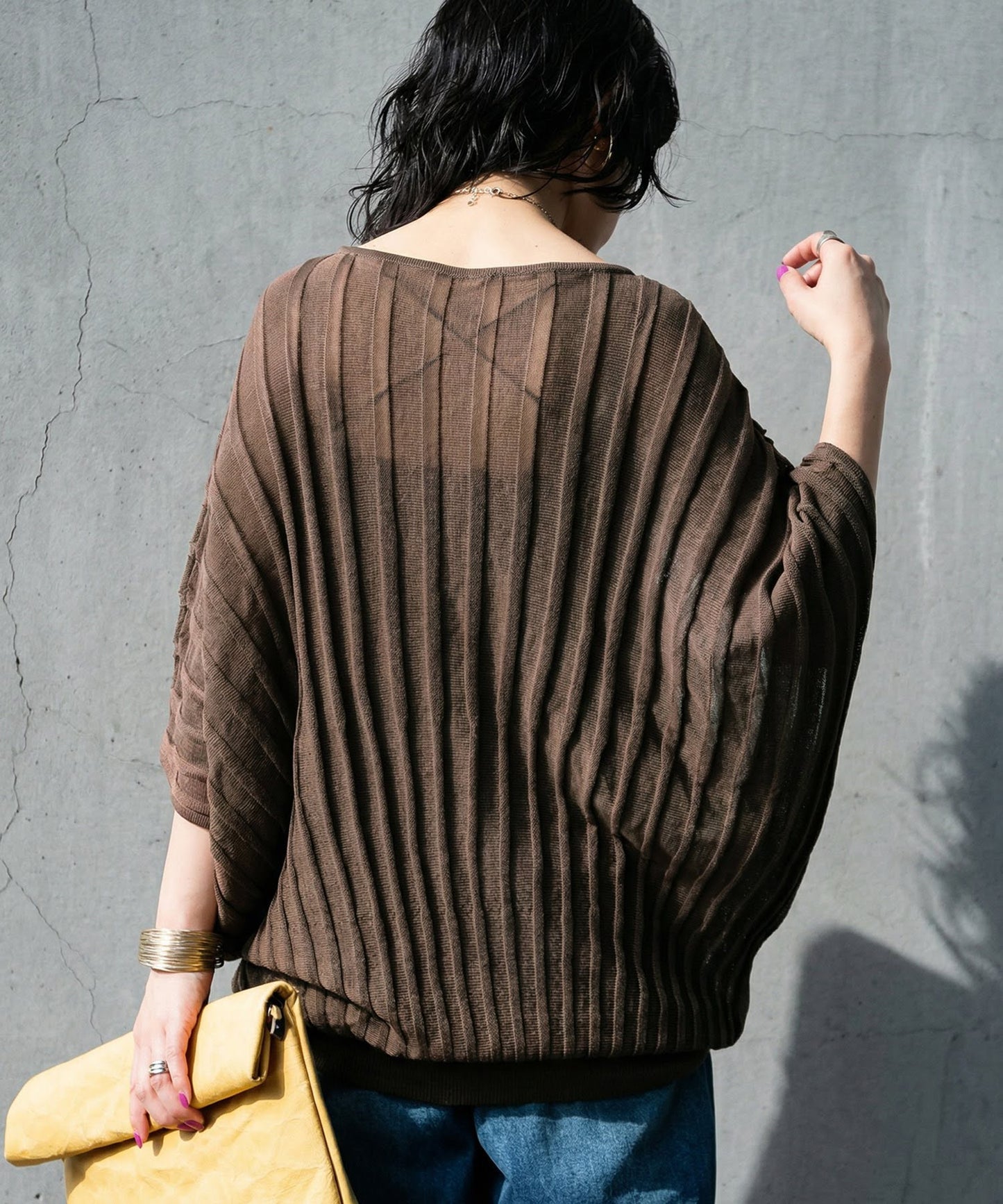 Striped Sheer Dolman Knit Ladies