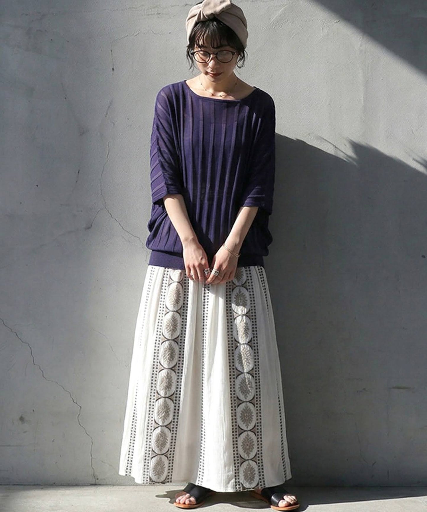 Striped Sheer Dolman Knit Ladies
