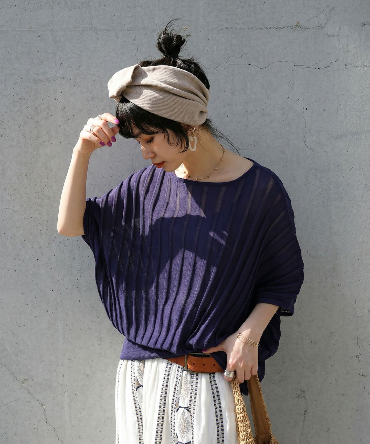 Striped Sheer Dolman Knit Ladies