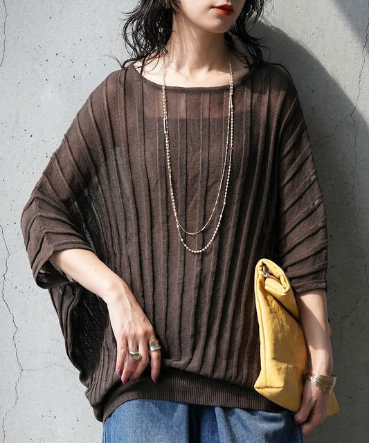 Striped Sheer Dolman Knit Ladies