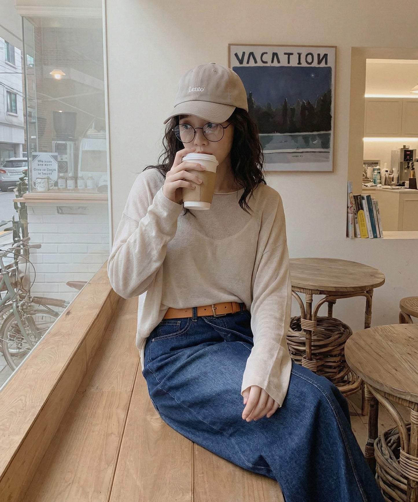 Crew Neck Sheer Long-Sleeve Tops Ladies