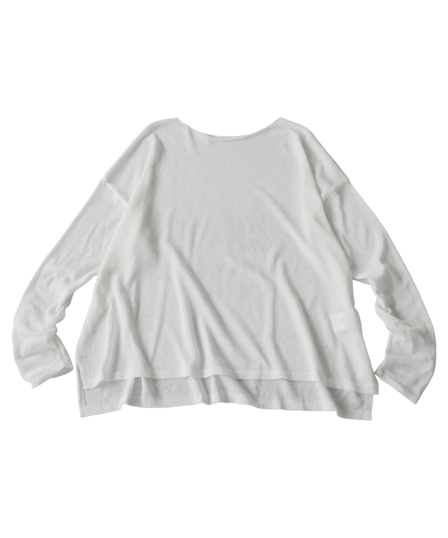 Crew Neck Sheer Long-Sleeve Tops Ladies