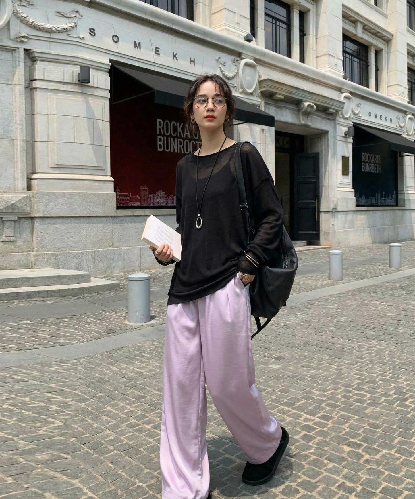 Crew Neck Sheer Long-Sleeve Tops Ladies