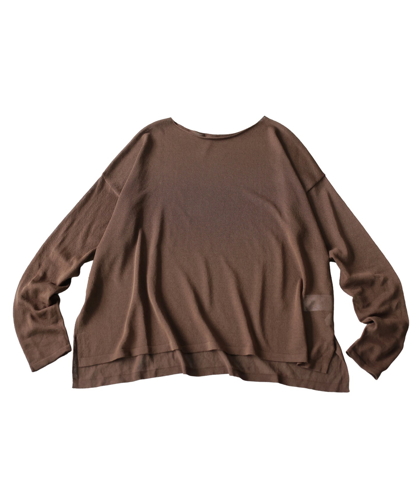 Crew Neck Sheer Long-Sleeve Tops Ladies