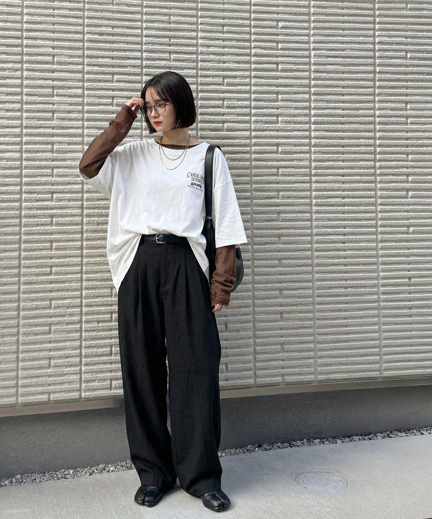 Crew Neck Sheer Long-Sleeve Tops Ladies