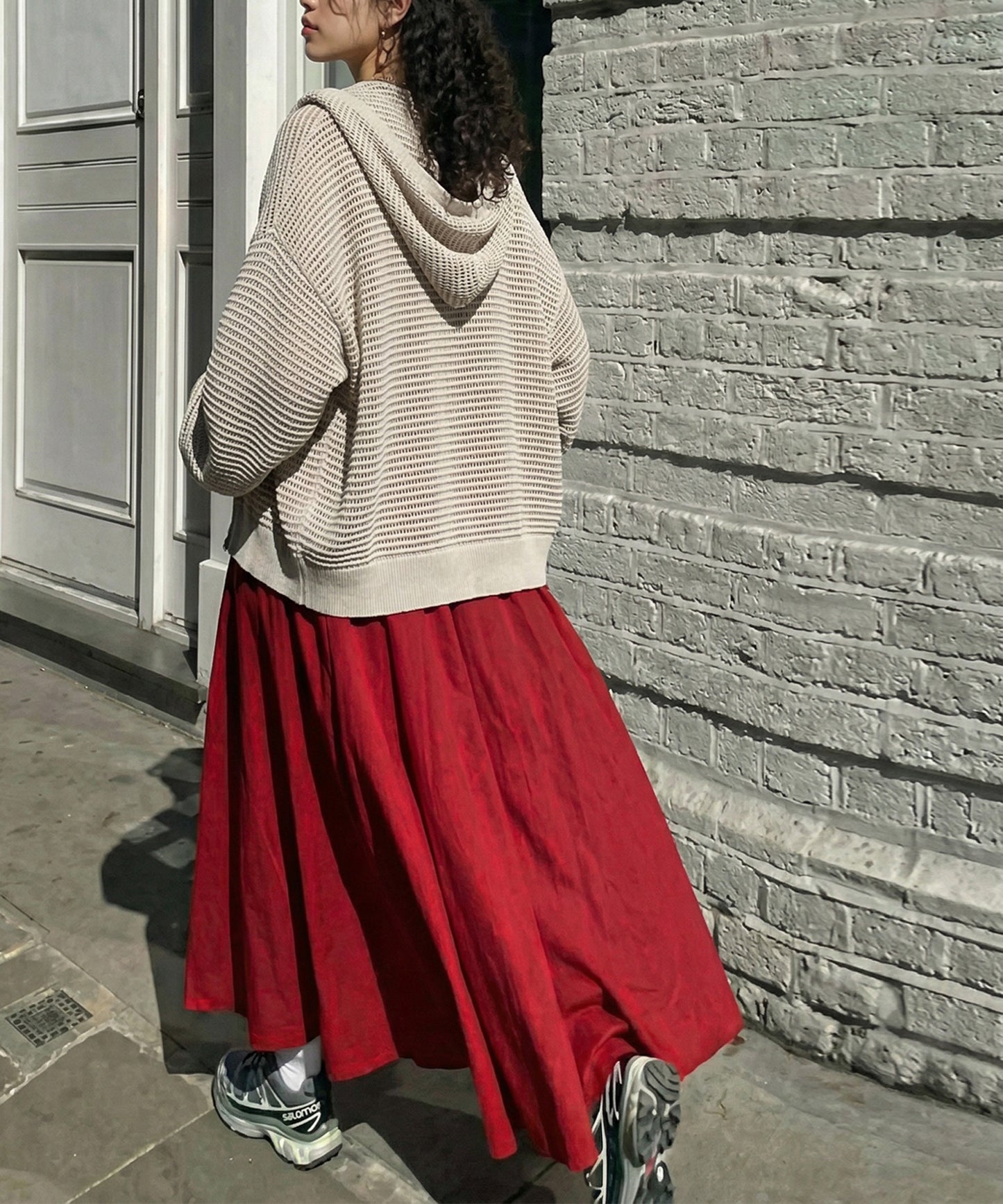 Openwork Knit Hoodie Ladies