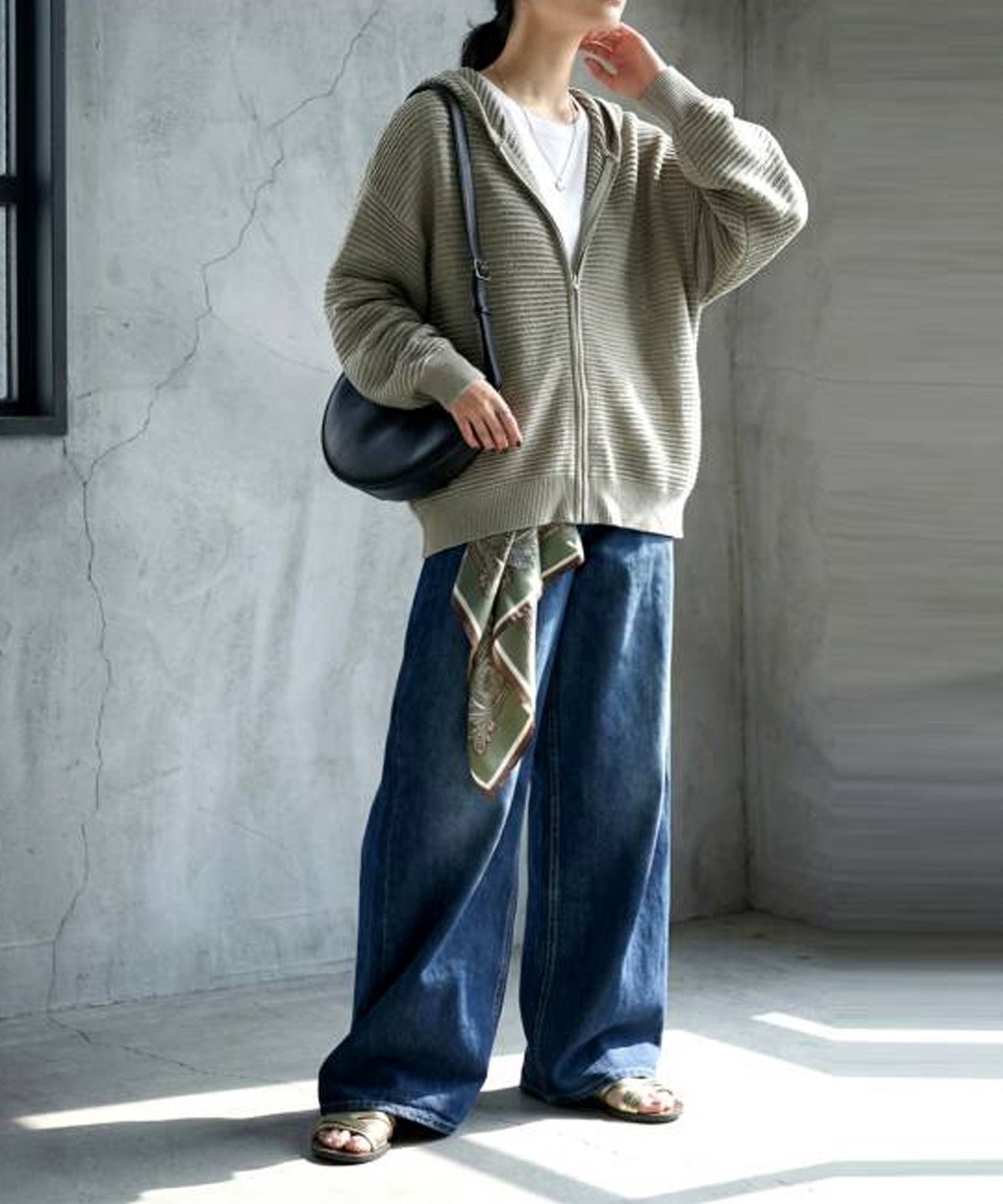 Openwork Knit Hoodie Ladies