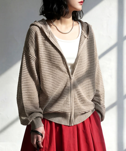 Openwork Knit Hoodie Ladies