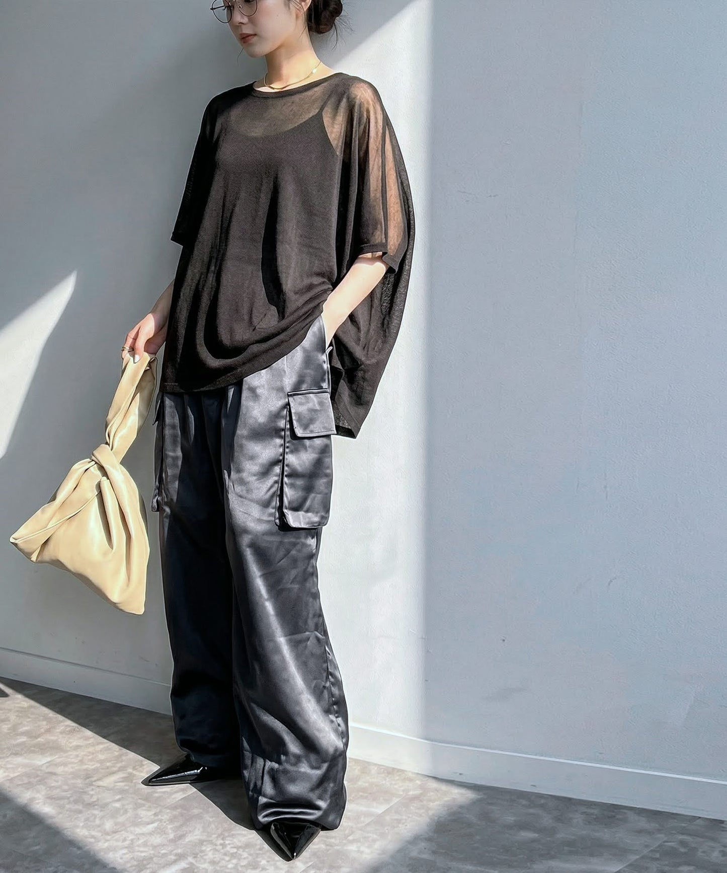 Asymmetrical Dolman Sheer Knit Ladies