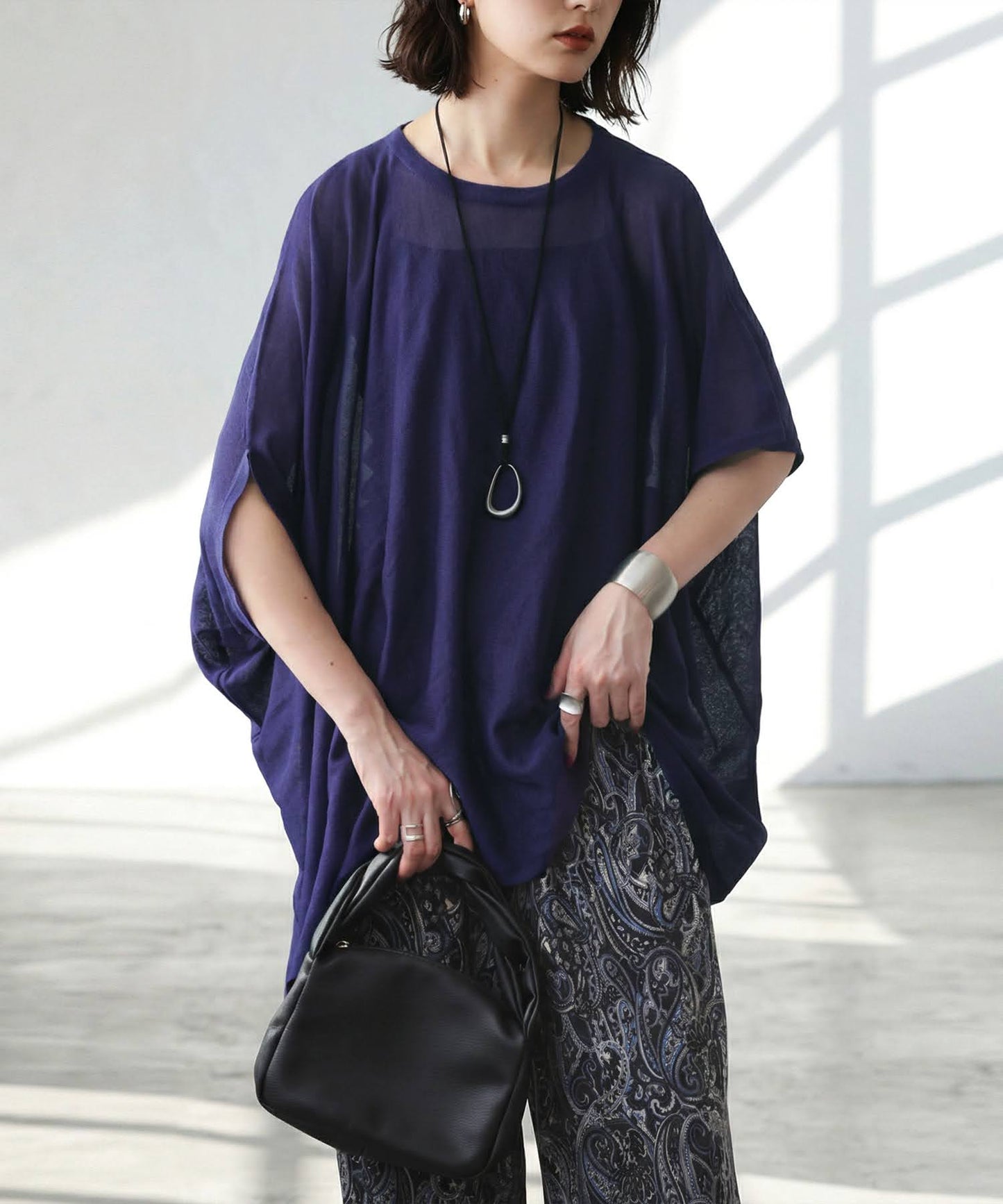 Asymmetrical Dolman Sheer Knit Ladies