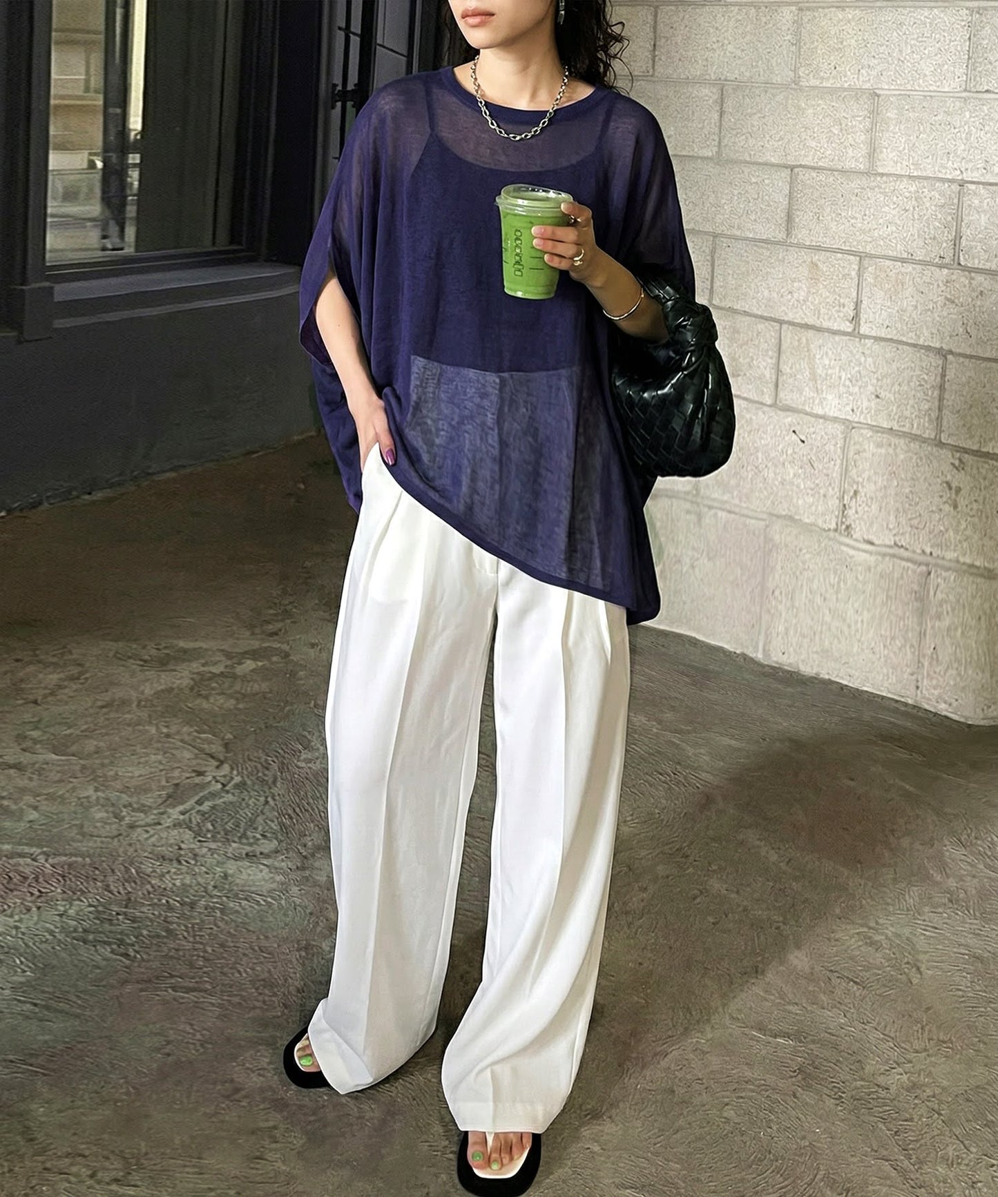 Asymmetrical Dolman Sheer Knit Ladies