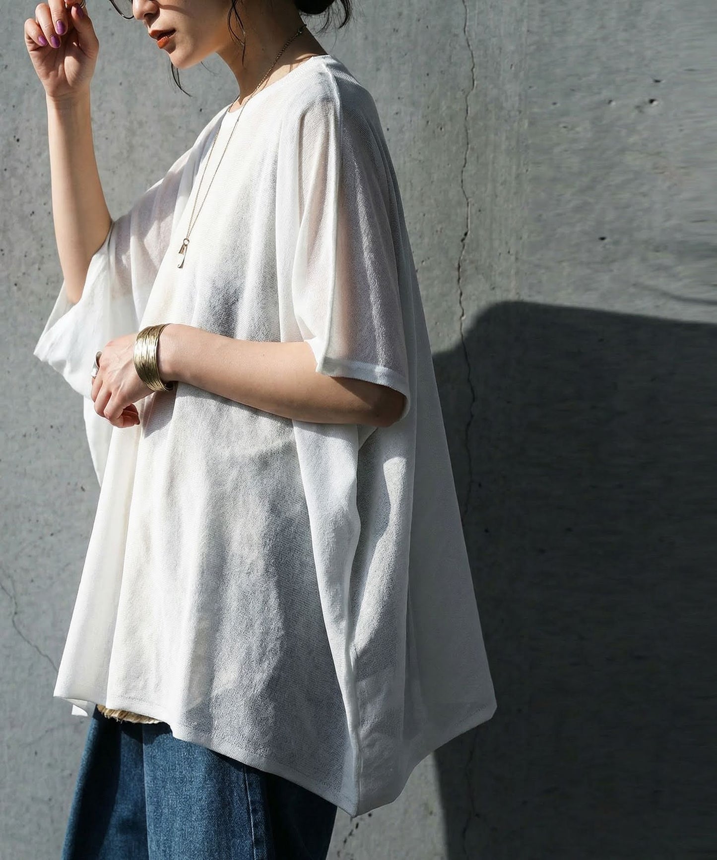 Asymmetrical Dolman Sheer Knit Ladies