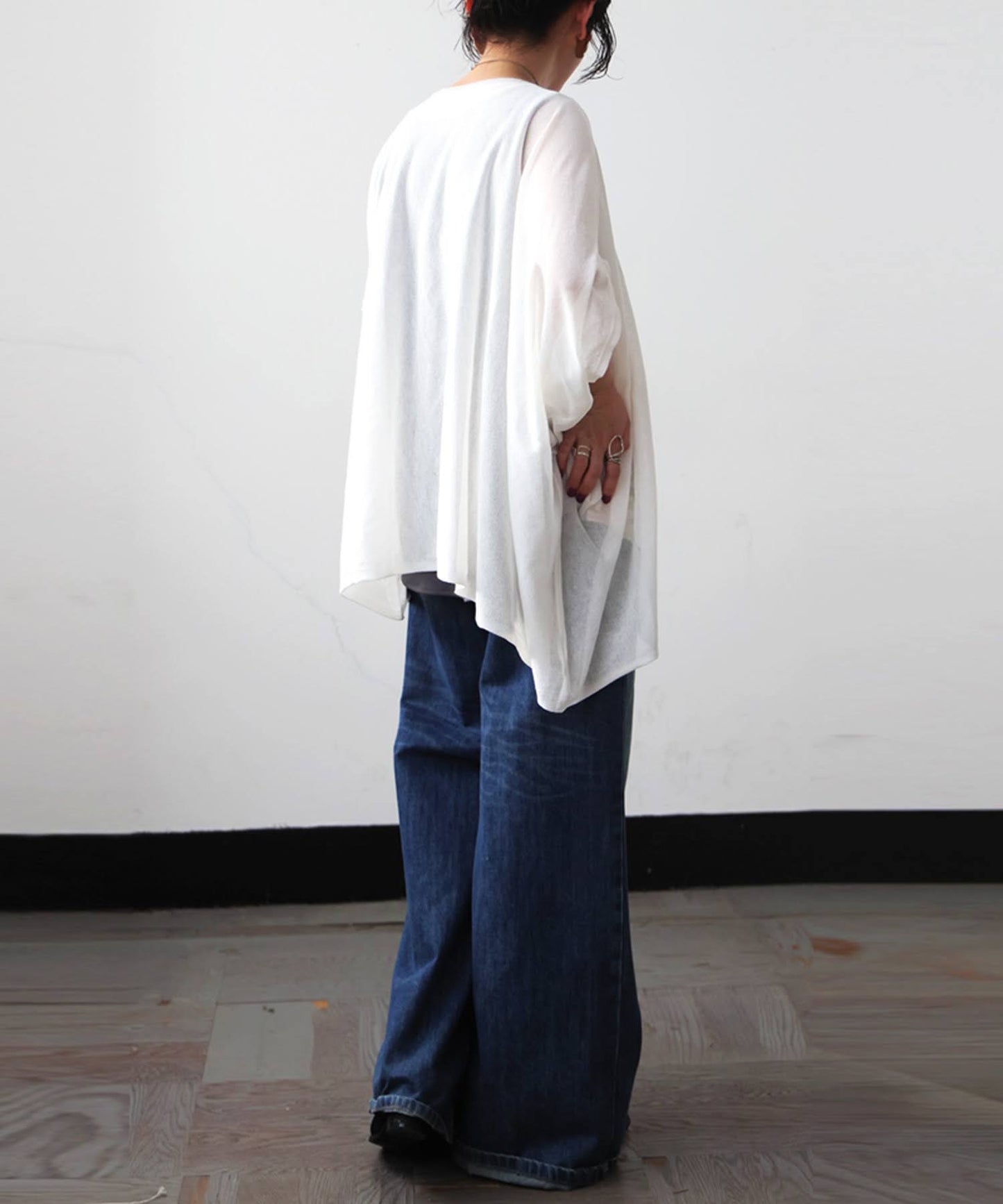 Asymmetrical Dolman Sheer Knit Ladies