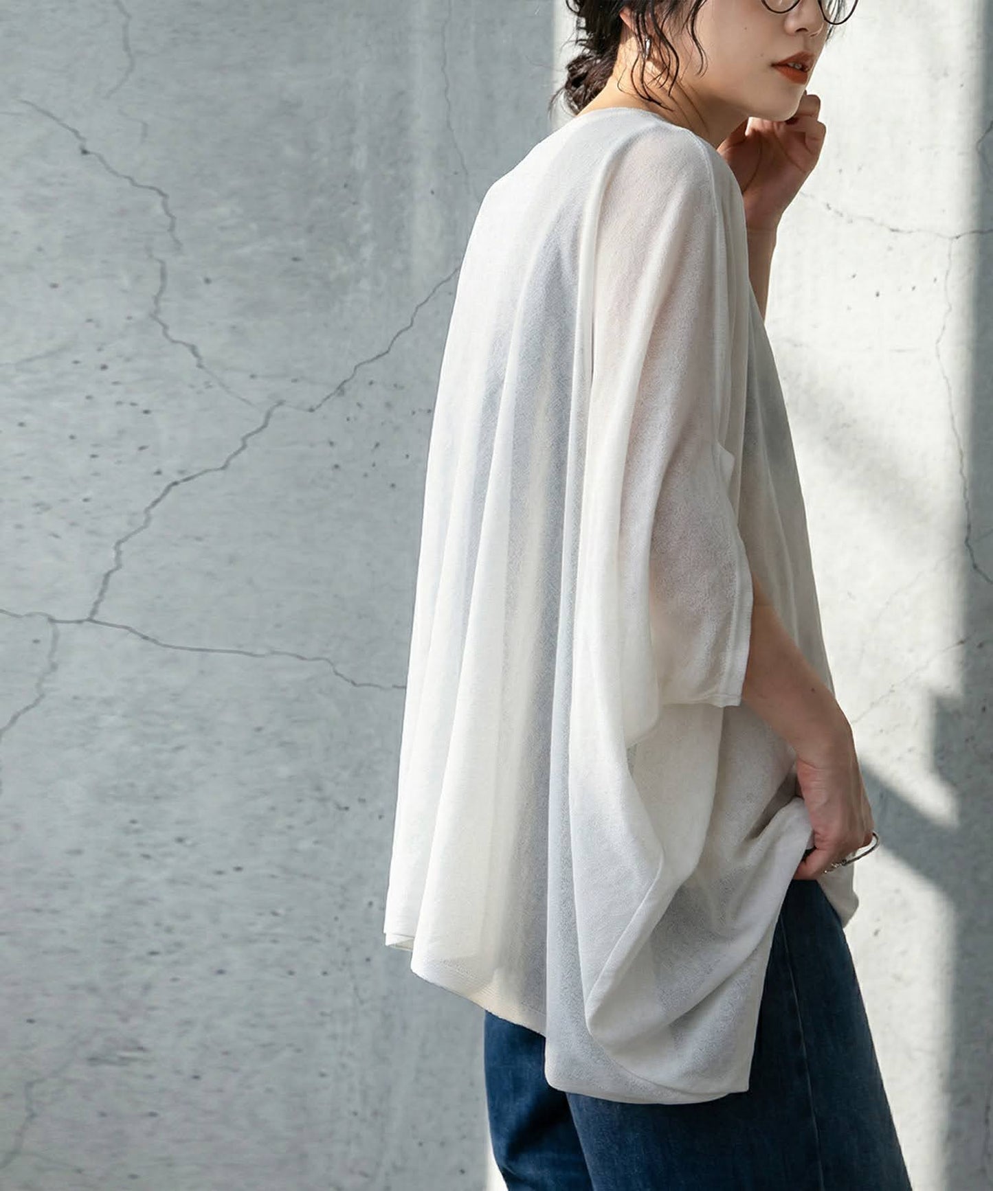 Asymmetrical Dolman Sheer Knit Ladies