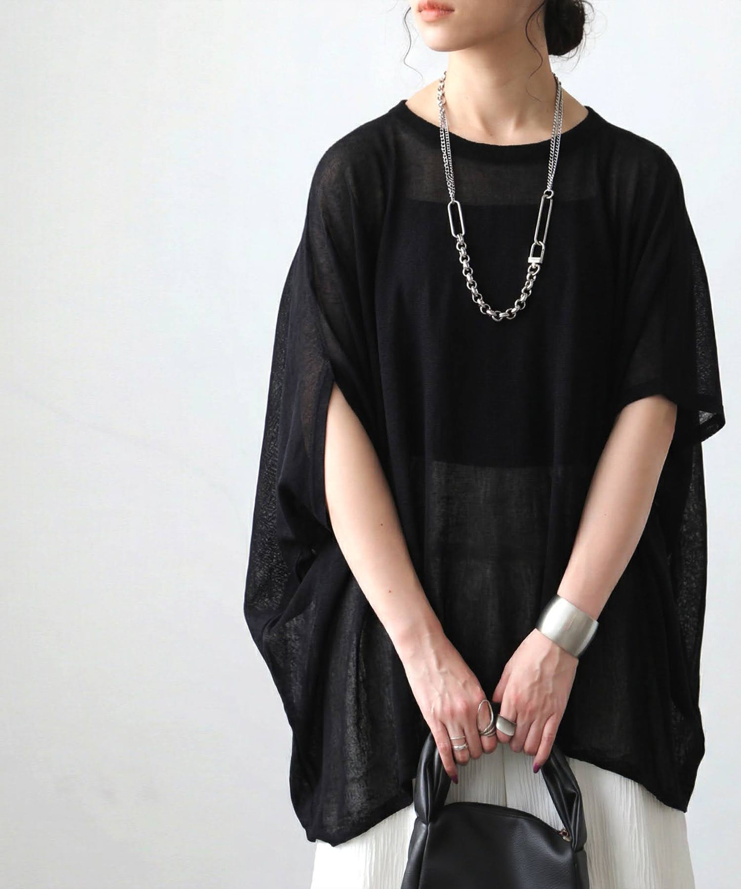 Asymmetrical Dolman Sheer Knit Ladies