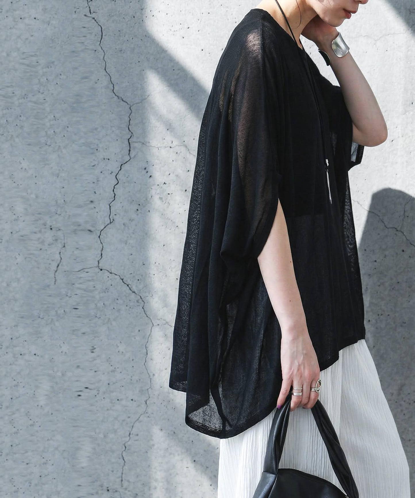 Asymmetrical Dolman Sheer Knit Ladies