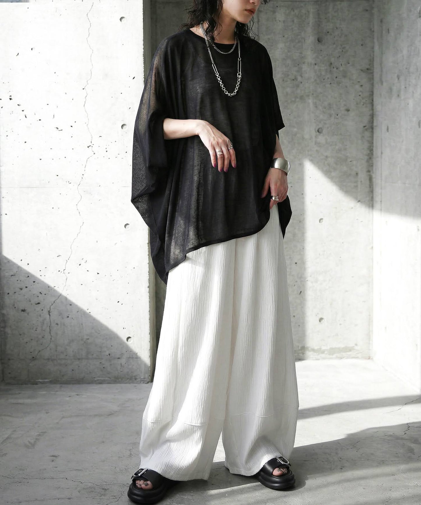 Asymmetrical Dolman Sheer Knit Ladies