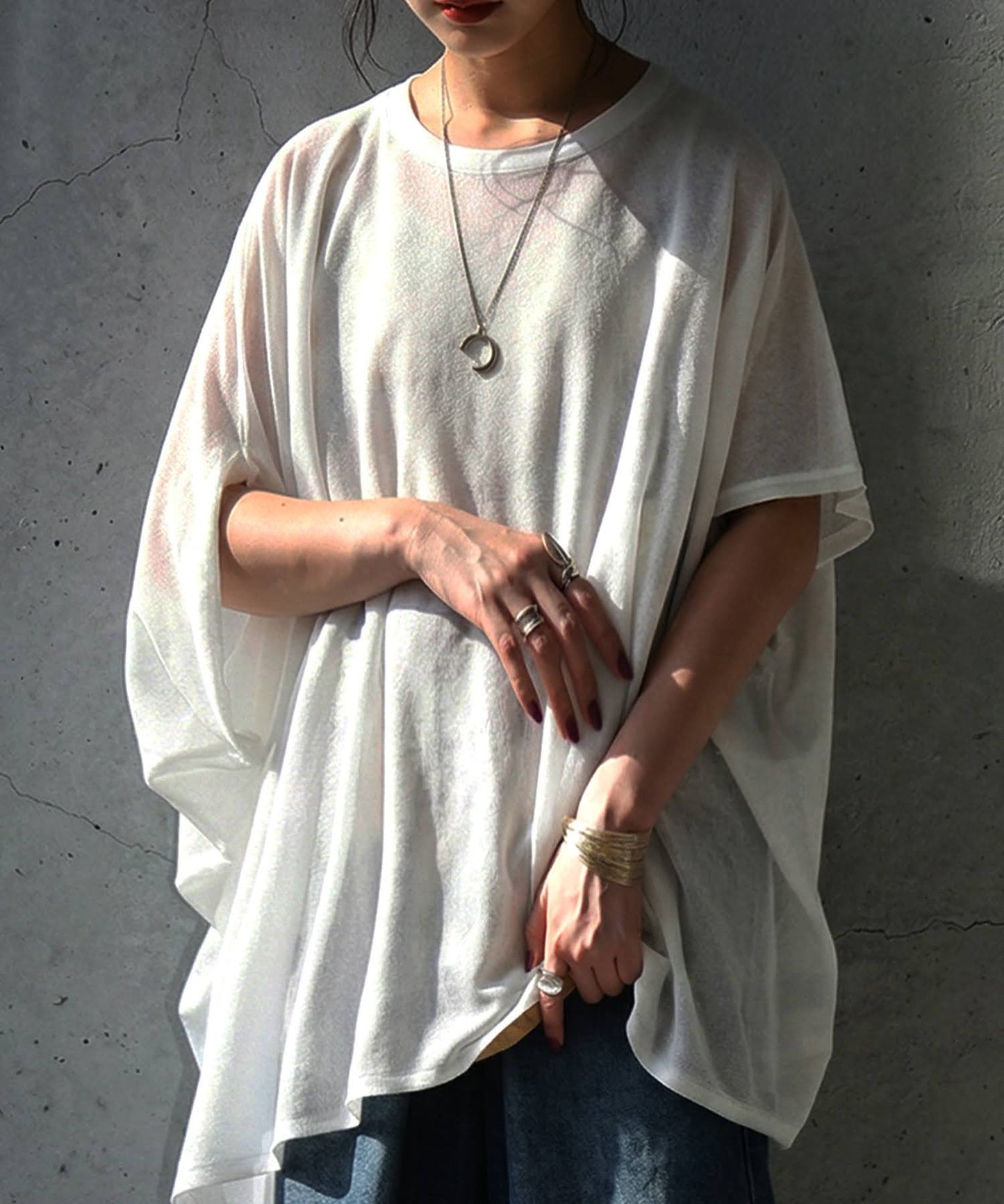 Asymmetrical Dolman Sheer Knit Ladies