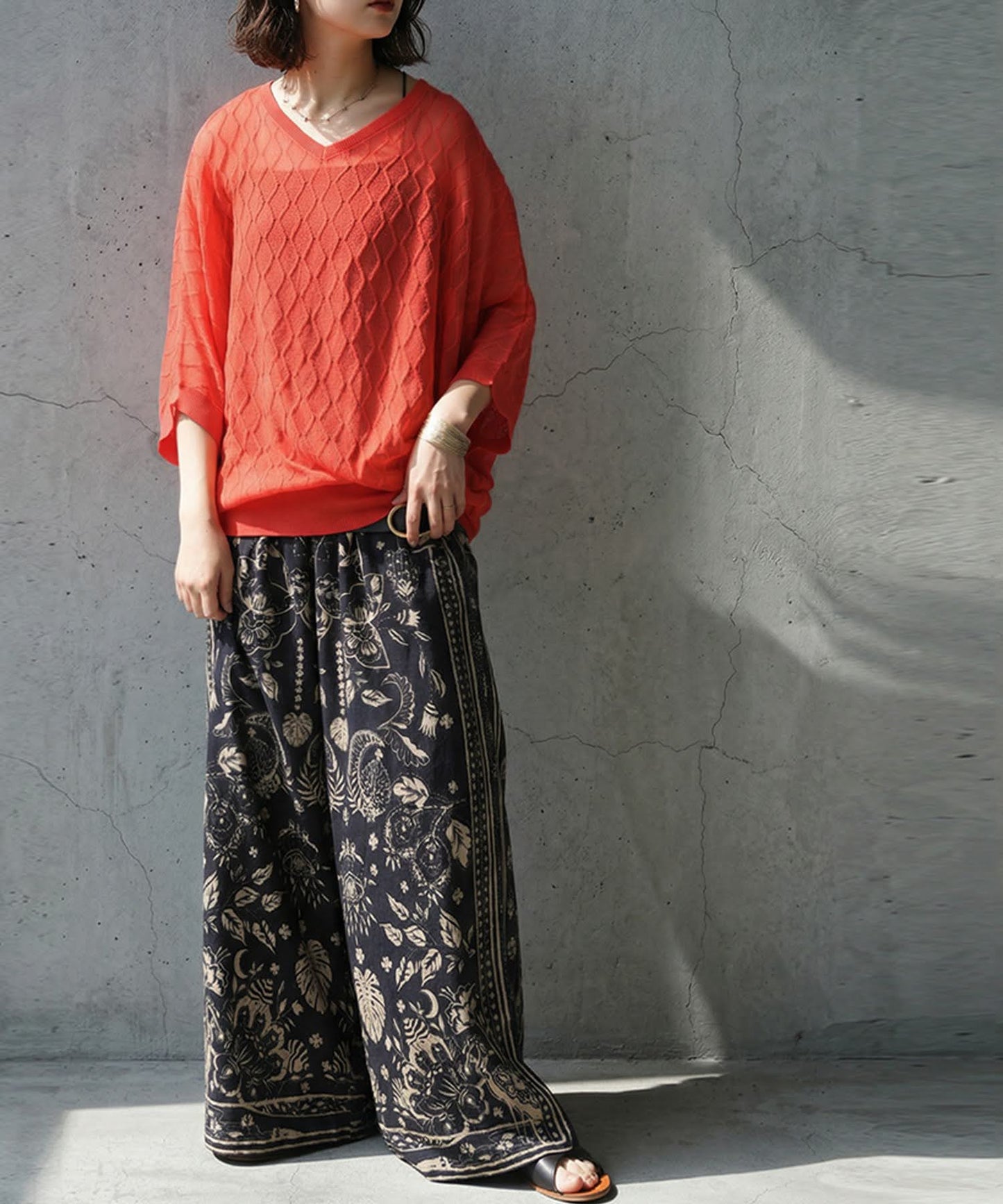 Aran Print Sheer Dolman Knit Ladies