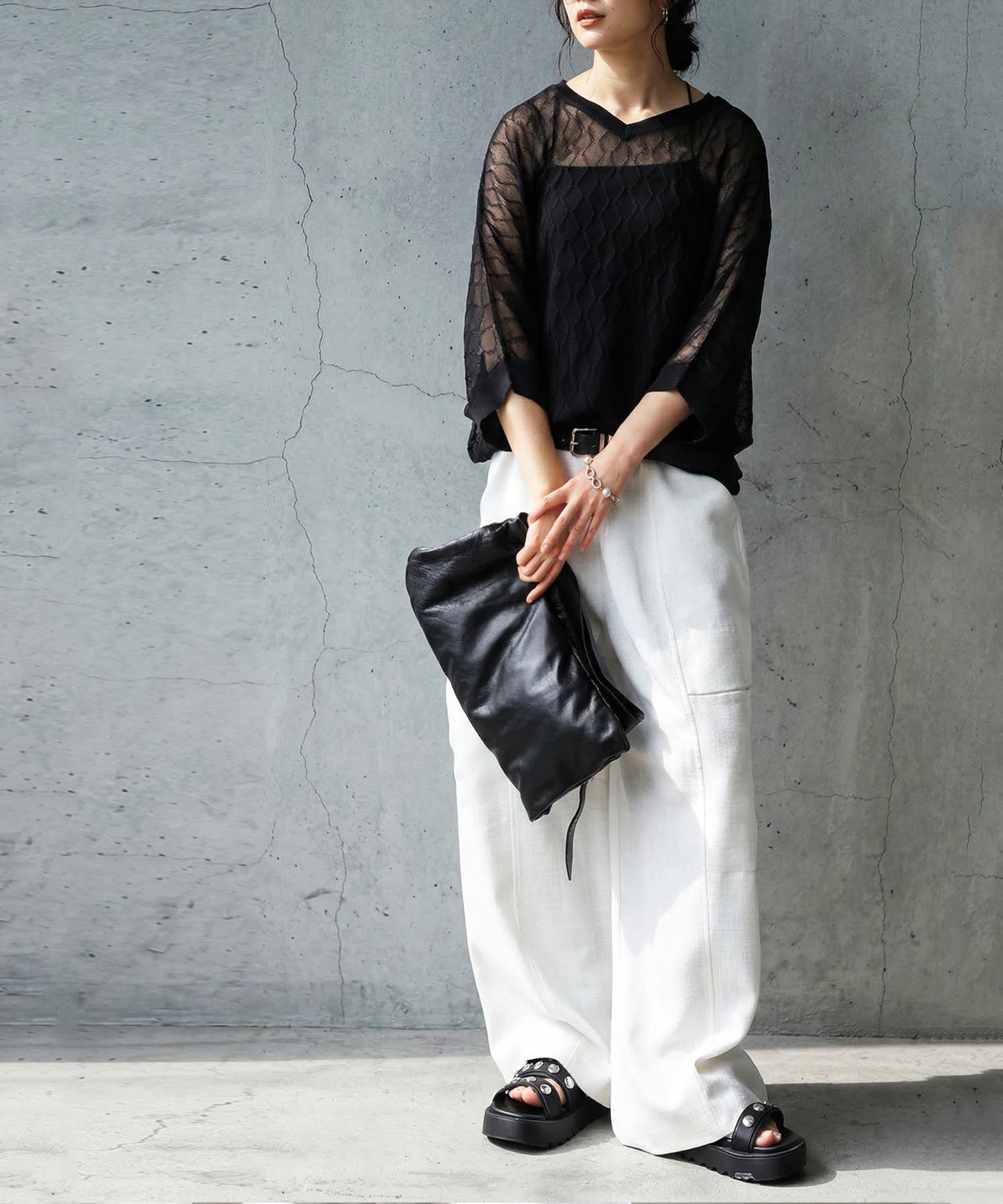 Aran Print Sheer Dolman Knit Ladies