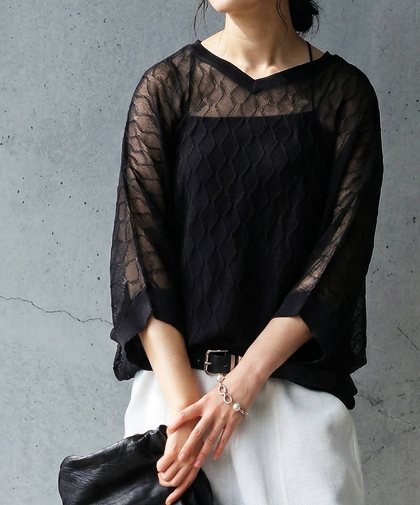 Aran Print Sheer Dolman Knit Ladies