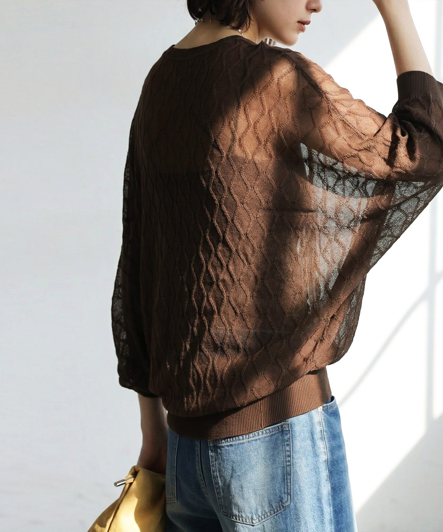 Aran Print Sheer Dolman Knit Ladies