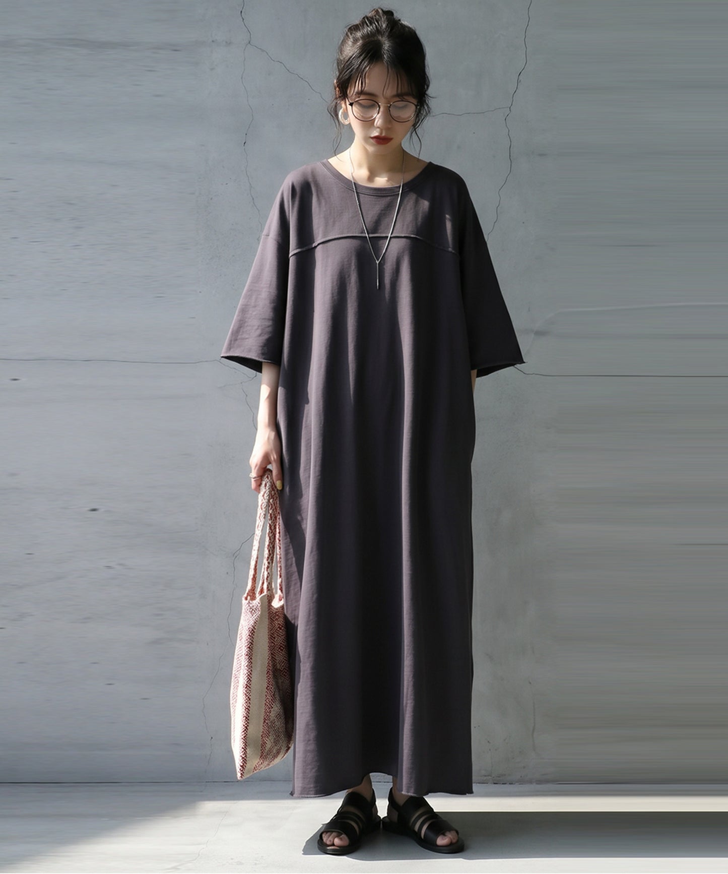 Long Crew Neck Dress Ladies