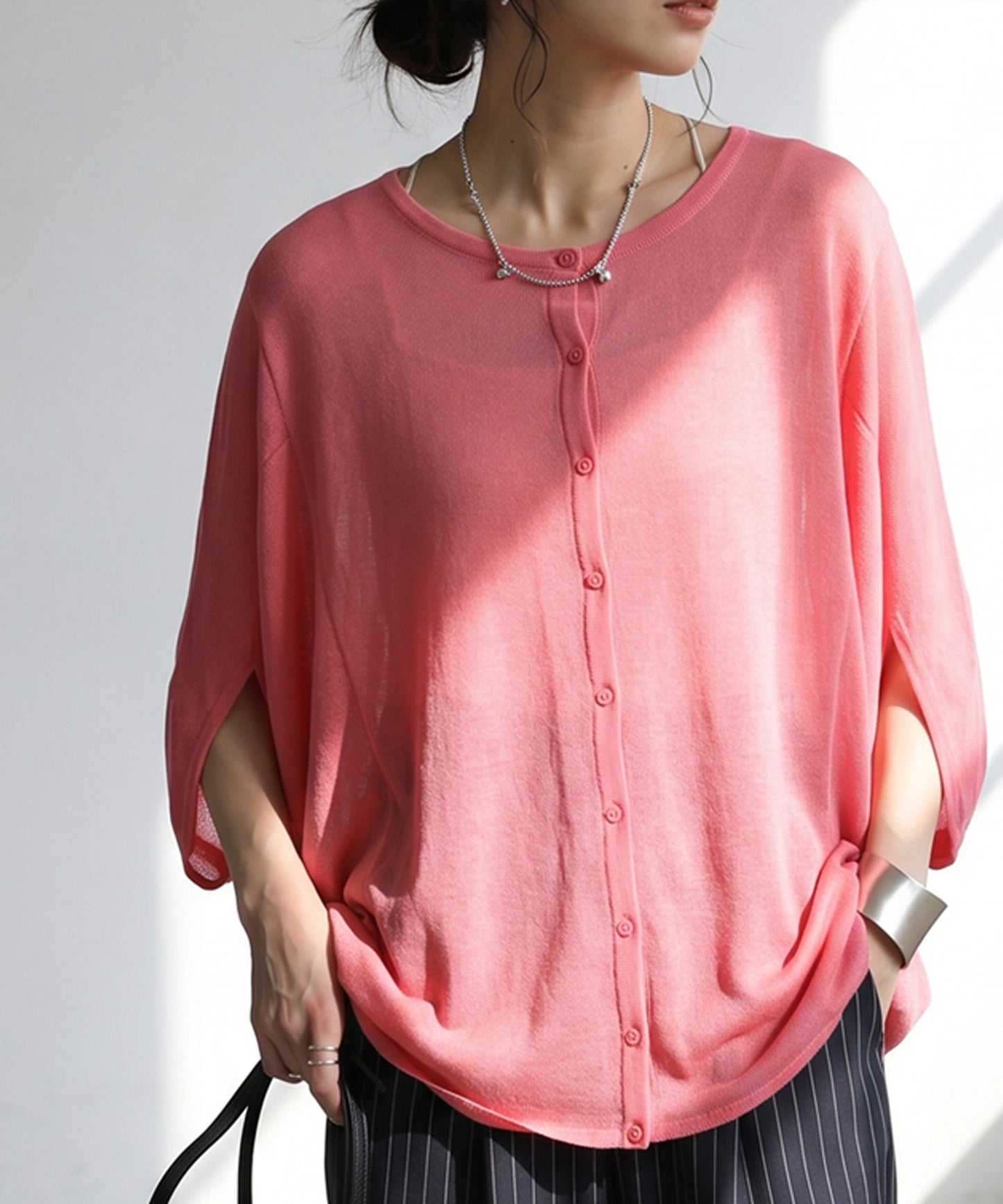 Asymmetrical Dolman Sheer Knit Cardigan Ladies