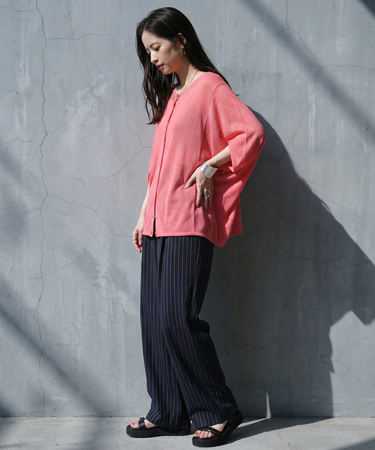 Asymmetrical Dolman Sheer Knit Cardigan Ladies