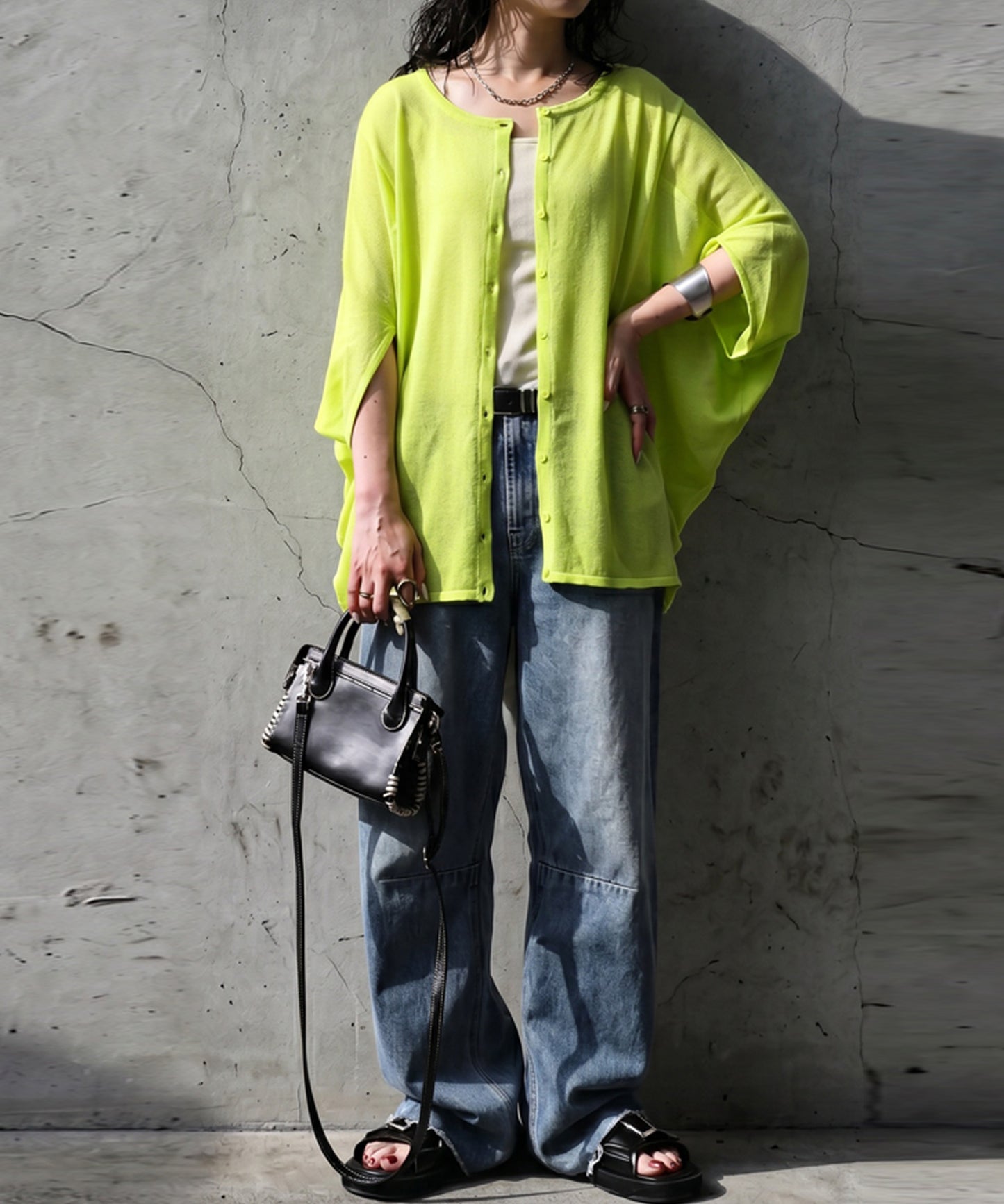 Asymmetrical Dolman Sheer Knit Cardigan Ladies