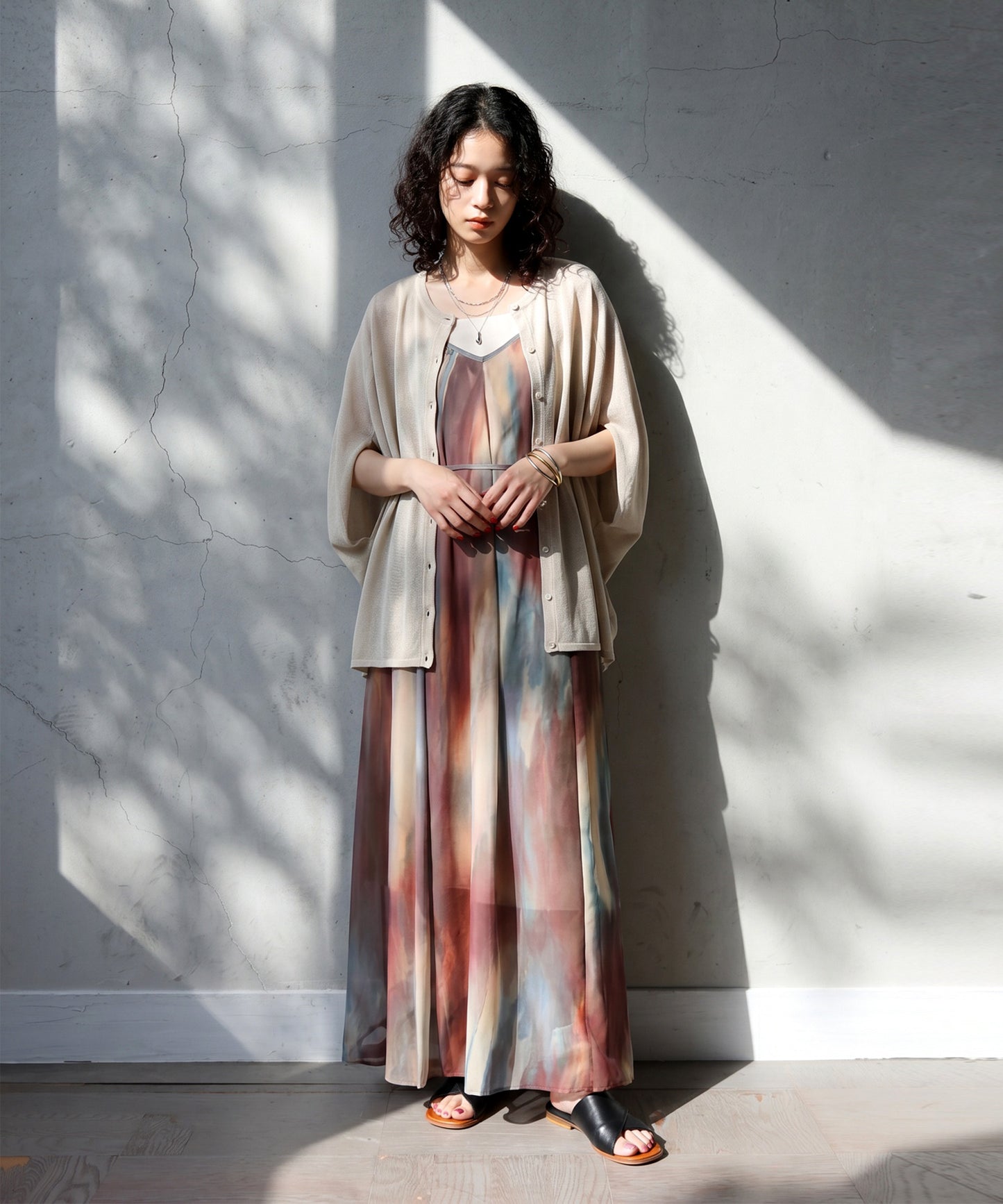Asymmetrical Dolman Sheer Knit Cardigan Ladies
