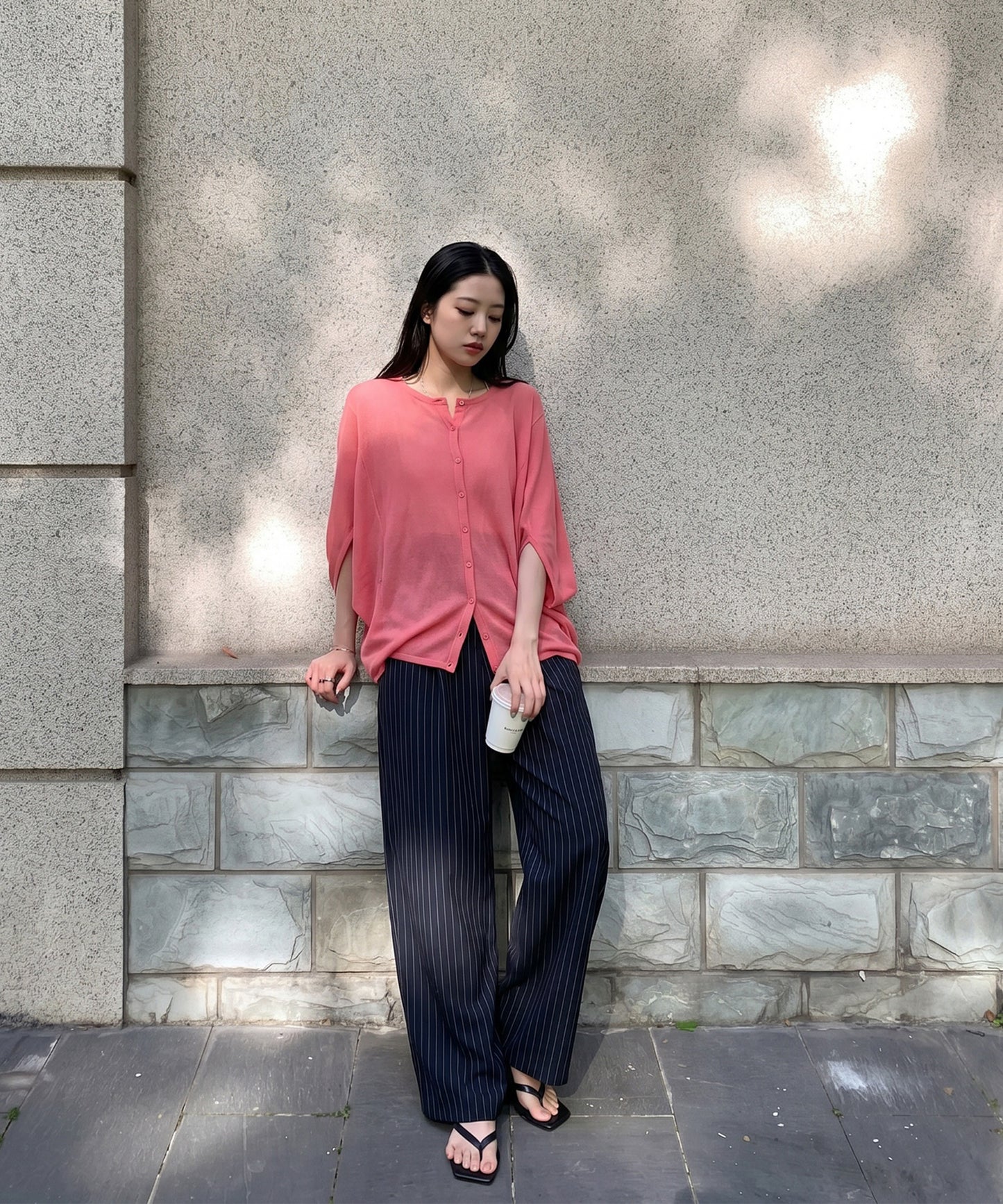 Asymmetrical Dolman Sheer Knit Cardigan Ladies