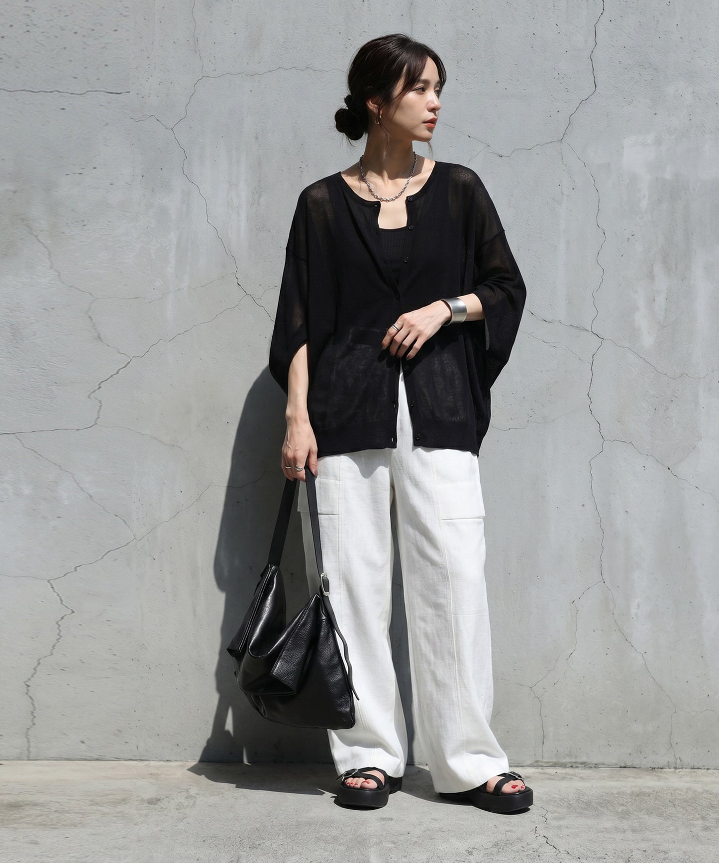 Asymmetrical Dolman Sheer Knit Cardigan Ladies