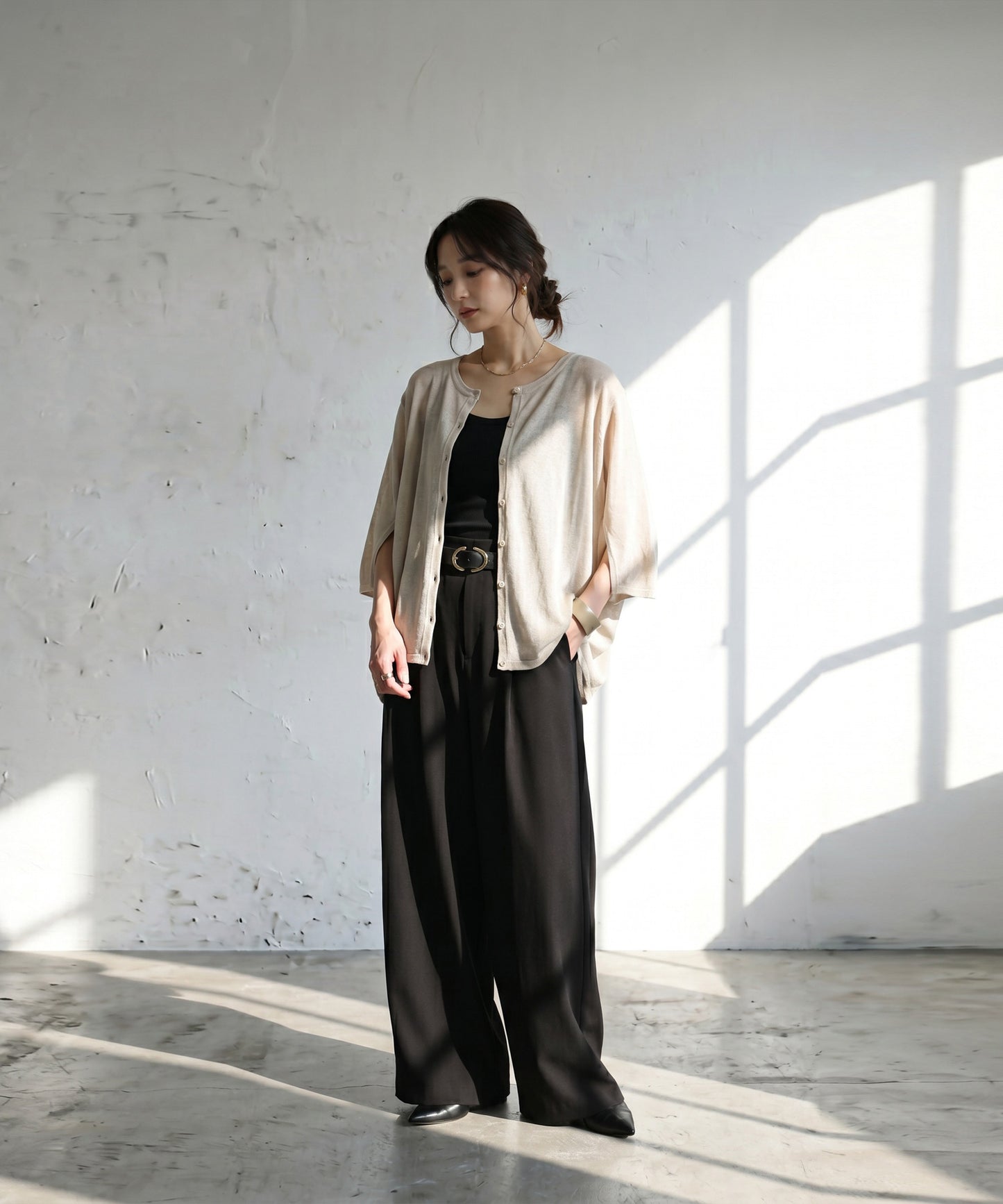 Asymmetrical Dolman Sheer Knit Cardigan Ladies