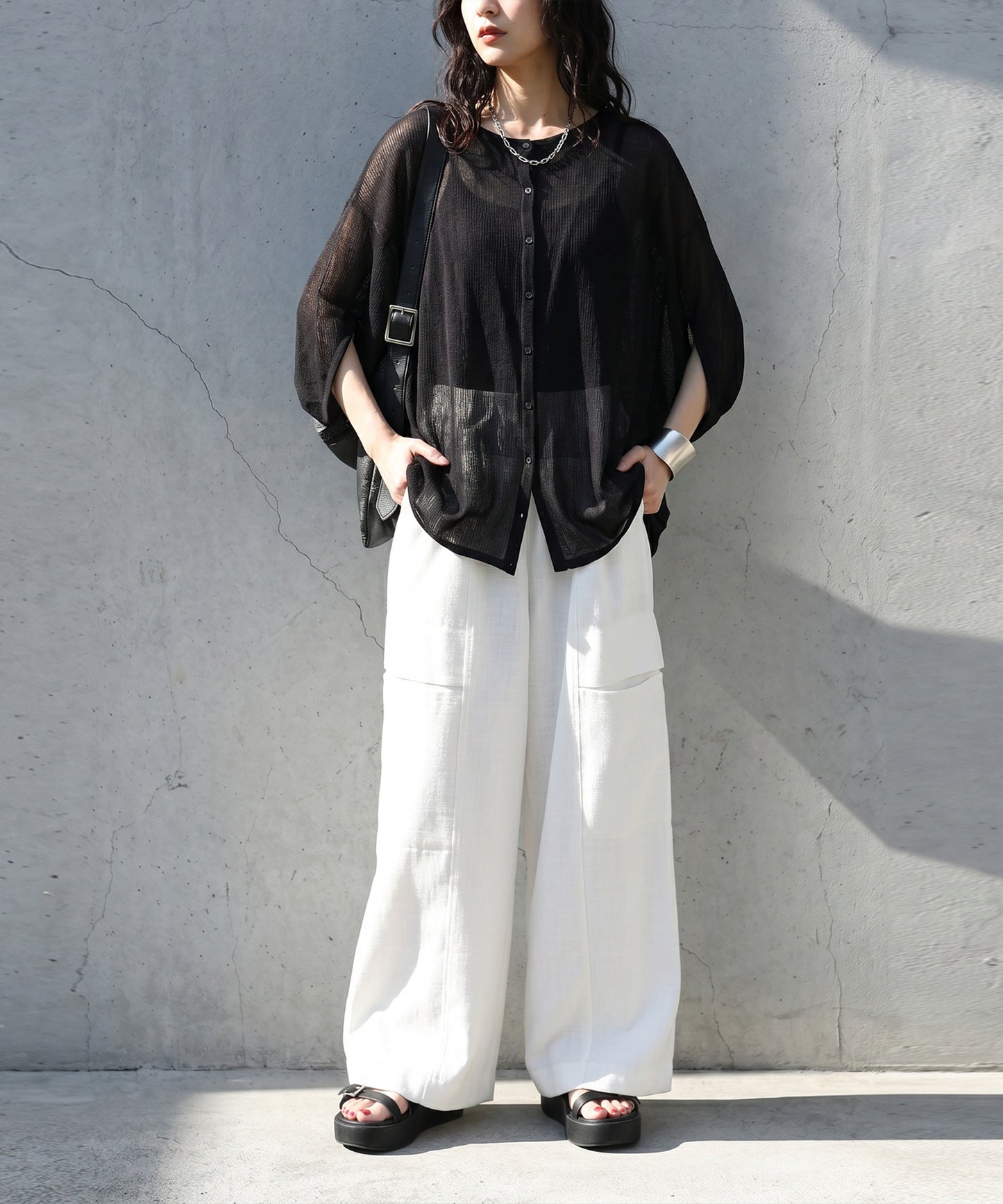 Asymmetrical Dolman Sheer Knit Cardigan Ladies